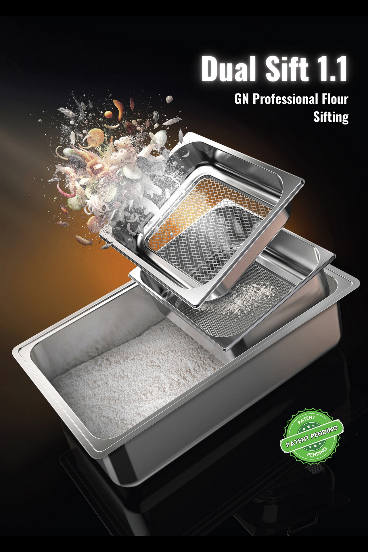 Dual Sift 1.1 setaccio professionale per farina in acciaio inox