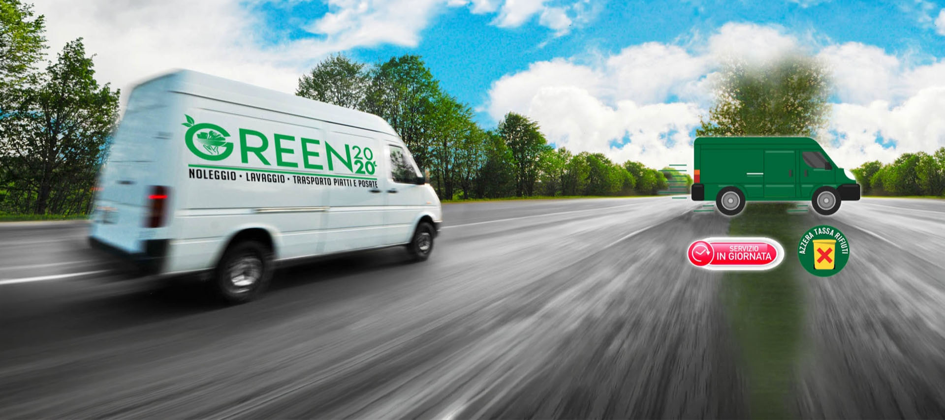 Consegna in giornata di piatti e posate a noleggio per eventi Green2020
